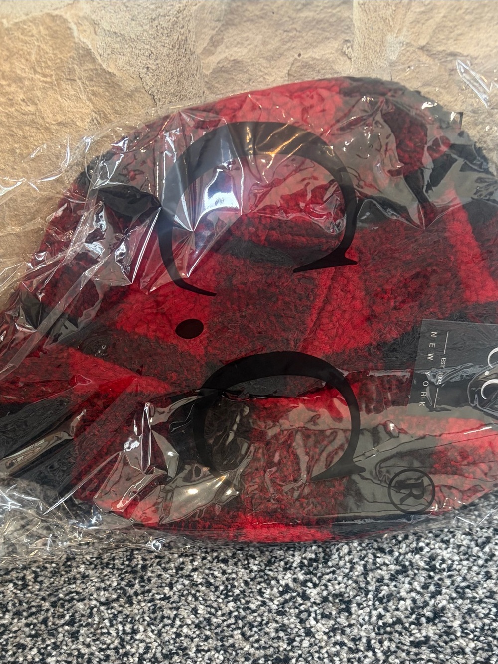 C.C Red and Black Plaid Knit Beanie